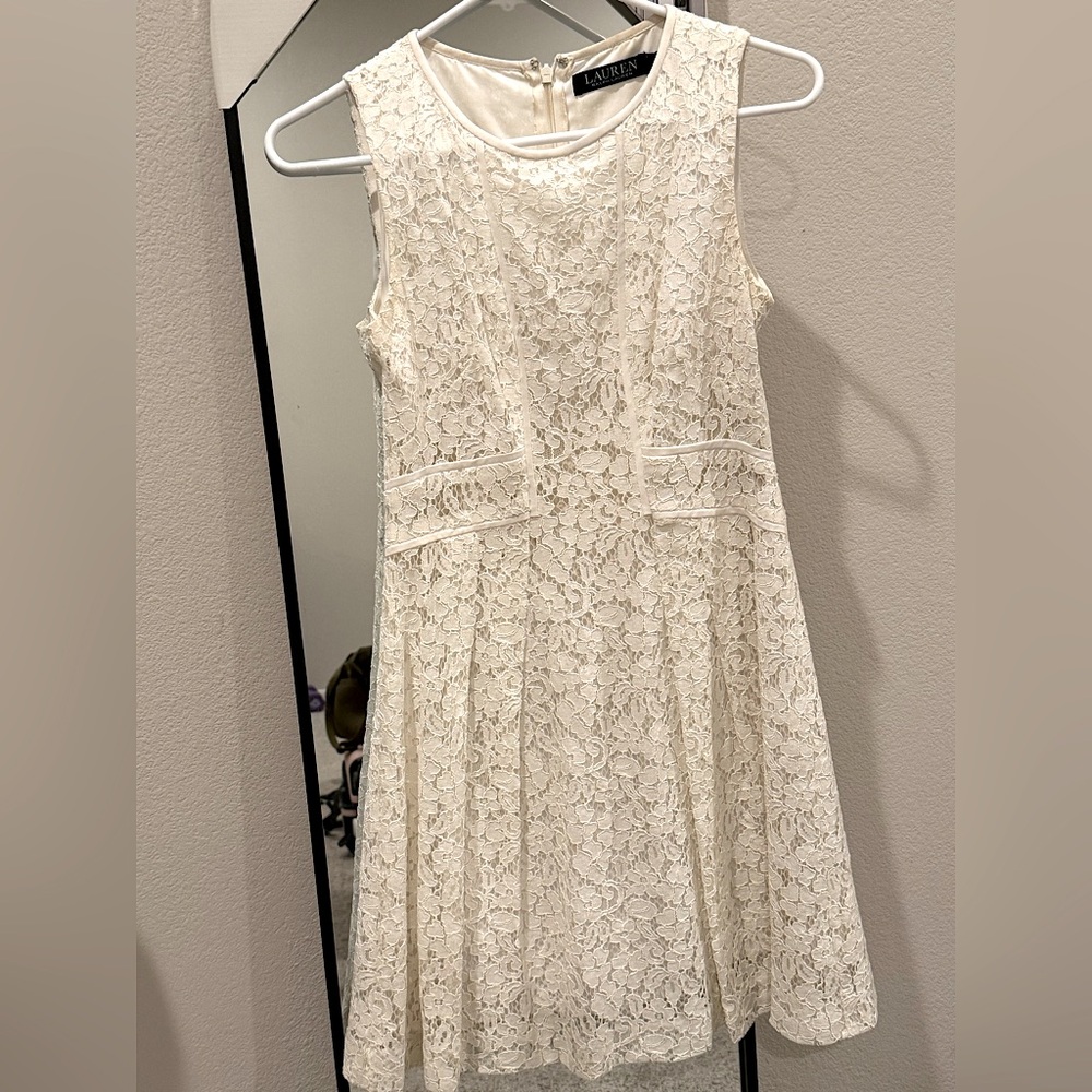 Ralph Lauren Lace White Sleeveless Dress